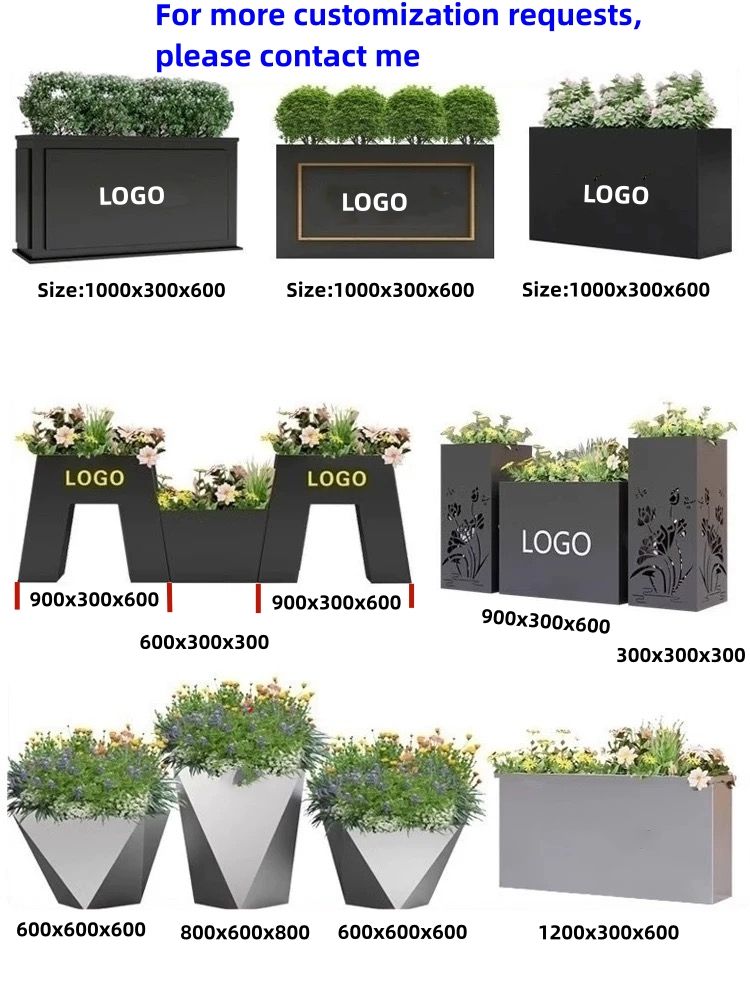 Large Rectangular Plant Pot Big Fiberglass Planter Box Outdoor Cement Garden Irregular Stainless Steel Flower Pot for Planter插图
