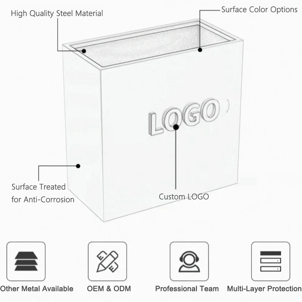 Large Size Plant Pot Big Metal Planter Box Outdoor Cement Garden Custom Logo Stainless Steel Flower Pot for Planter插图